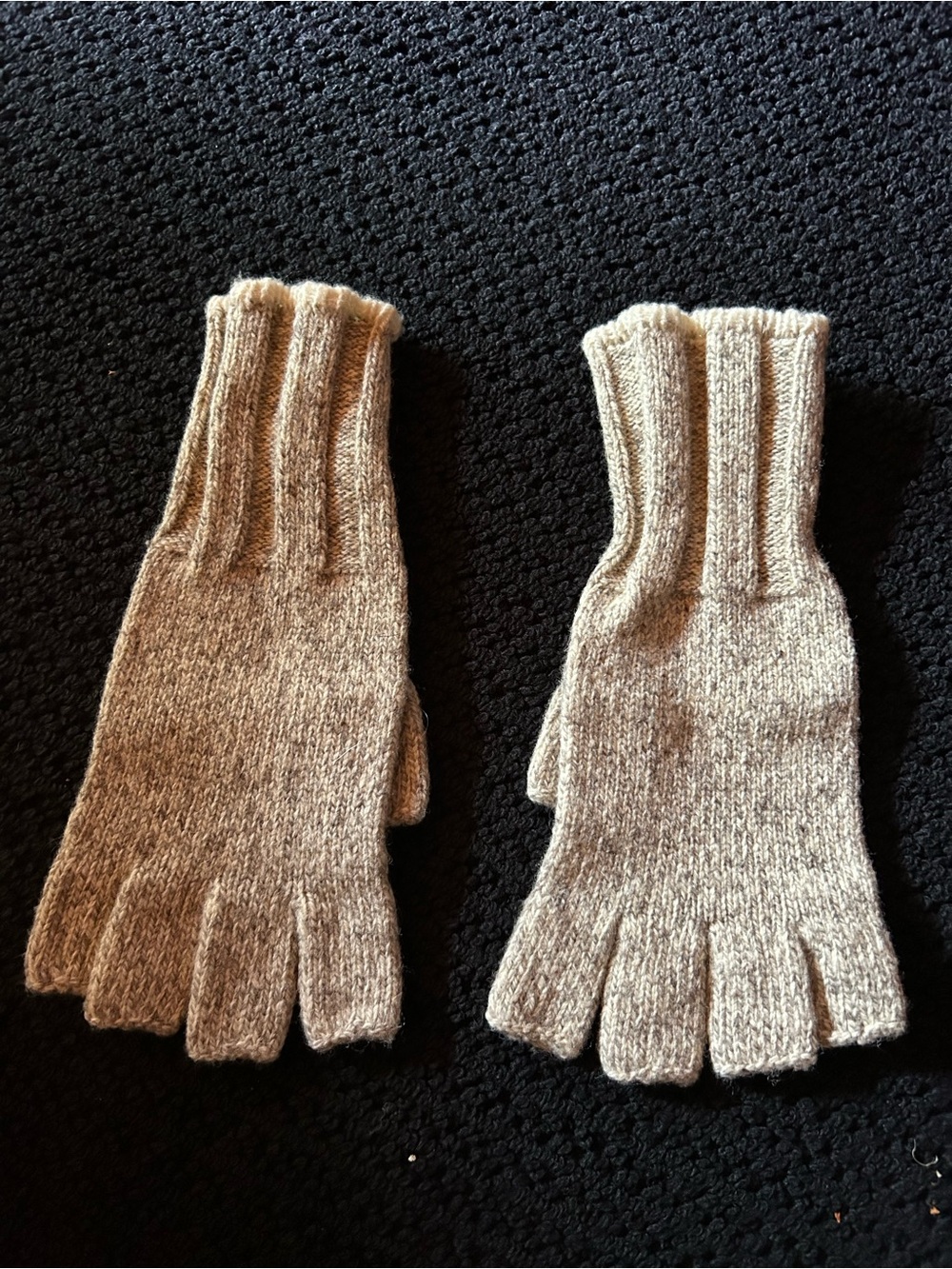 Men's Wool Fingerless Knit Gloves - Beige